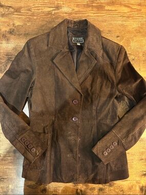 STONE RIDGE - Vintage Women's Brown Suede Button-Front Jacket